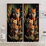 2 paneeli Must Valge kass Lemmik pestav varras taskukardin Magamistoa Kontorik&ouml;&ouml;k Elutoa Akna Rulood &Otilde;ppe Kodu Sisustus 2x60Wx50H(CM)&Rod Pocket