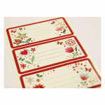 12 &eacute;tiquettes adh&eacute;sives scolaires - Rectangle - Fleurs et coeurs - Paillettes