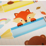 12 &eacute;tiquettes adh&eacute;sives scolaires - Rectangle - Animaux sur crayons - Paillettes