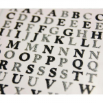 92 Autocollants - Alphabet - Noir & Argent&eacute; - Paillettes - 1,8 cm