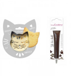 Kit pour biscuit en relief Chat + Stylo au chocolat marron hall