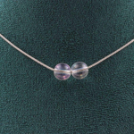 Pierres et Min&eacute;raux. Collier 2 perles Quartz Titane 8 mm Chaine en acier inoxydable Collier femmes, hommes. Taille personnalisable.