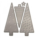 Kit de gabarits de d&eacute;coupe - LS - Xmas Tree - 0,7x0,7cm &agrave; 3x6,9cm - 4 pi&egrave;ces - Noir