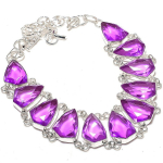 Pink Amethyst Gemstone Handmade 925 Sterling Silver Jewelry Necklace 18 l9f73