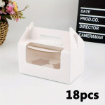 18 tk koogikarbid Lekkekindel koogitootekarp kaane k&auml;epideme ja l&auml;bipaistva aknaga kinkepakendikarbiga Kaasaskantav suletud koogikarp koduk&ouml;&ouml;gi ja pagari&auml;ri jaoks 18pcs valge