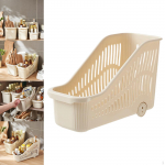 Fridge Organizer on Wheels Storage Basket Bin Indoor Rolling for Bathroom A