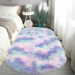 Ovaalne kohev vaip Shaggy vaip voodi matt Armas v&auml;rviline elutoa vaip pikkade juustega vaip Kodukaunistus 100x160cm roosa/lilla