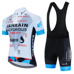 2025 Jalgrattas&otilde;idu Jersey Komplekt Team Bahrain Victorious Valge Suvine Jalgrattariietus Meeste Komplekt Maanteeratta S&auml;rk &Uuml;likond Jalgratta Traksikud L