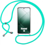 Coque - xiaomi - 14 - anti-rayures - bandouli&egrave;re turquoise - souple