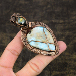 Caribbean Larimar Handmade Copper Wire Wrap Jewelry Pendant 3.43 n9z12