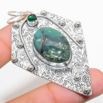 Chrysoprase, Diopside 925 Sterling Silver Jewelry Pendant 2.76 u5o18