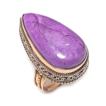 Purpurite Gemstone Handmade Copper Jewelry Ring Size 9 y9k12