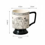 Loov vintage keraamiline k&auml;epidemega tass, kuumakindel kohvikruus, roosimustriline k&otilde;rge jalaga teetass j&otilde;ulukingitusteks 430ml