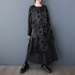 T&otilde;eline Kevad ja S&uuml;gis Uus Tume Disain Tunnetusega Flokeeritud &Otilde;huke S&auml;rk &Uuml;lemine Elastse V&ouml;&ouml;kohaga Liimitud Seelik One size