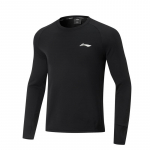 Li Ning jooksuseeria spordi vabaaja lihtne &uuml;hev&auml;rviline &uuml;mara kaelusega pullover pikkade varrukatega T-s&auml;rk meeste topid must ATLU225-1 M