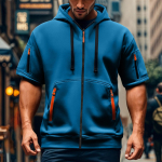 Men's short-sleeved casual hooded short-sleeved pullover XXL
