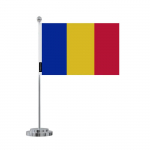 Drapeau de Bureau - Mitmev&auml;rviline - Rumeenia - 14 x 21 cm - Pol&uuml;ester - Acier oks&uuml;deerimata