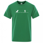 Meeste T-s&auml;rgid Tr&uuml;kitud dinosaurusekaktus Funny Tops Suvine puuvillane T-s&auml;rk meestele Casual O-kaelusega T-s&auml;rgid T&auml;navar&otilde;ivad Basic Top S