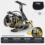 Uus merevee korrosioonivastane t&ouml;&ouml;tlus Spinning Kalastusrull 25KG Max Carbon Washer Drag 9+1BB Merevee kalastustarbed 1000 Series