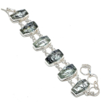 Black Rutile Gemstone Handmade 925 Sterling Silver Bracelet 7-8 k5k94