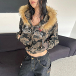 T&auml;navastiilis lukuga kapuutsikad Kamuflaaž Tikitud Litritega Y2K Naiste riided Hip Hop Retro Harajuku Gooti Punk L&uuml;hikesed kapuutsikad Huppar S