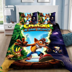 Multikas tekikate padjap&uuml;&uuml;r Voodipesu komplekt Crashs Bandicoots T&auml;iskasvanud Poiss T&uuml;druk Magamistoa kaunistus Lapsed &Uuml;hekohaline Kahekohaline Suur suurus 70x130cm 2pcs blue
