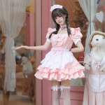 Cosplay pehme t&uuml;druk neiu kleit puhas armas roosa neiu &uuml;likond rollim&auml;ngu seelik S roosa