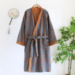 Naiste l&otilde;ngav&auml;rvitud žakaarmustriga kimono hommikumantel, puhas puuvill, vaba l&otilde;ikega, kevadiseks, suviseks ja s&uuml;giseseks hooajaks L (130-160 Jin)