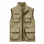 Meeste kahepoolsed vestid Meeste v&auml;lisriided Suured taskud Cargo vestid Ronimine Varrukateta jakid Mehelik Hingav Alus Casual vest L khaki