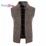 Cozy Up meeste pluss sametist paksendatud vestiga krae vesti jope kampsun mantel kardigan 4XL kohv