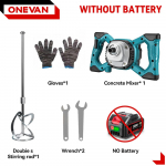 ONEVAN Harjadeta Elektriline Betoonisegisti 6-k&auml;iguline Juhtmeta TsemendiM&ouml;rdiKrohviSegisti V&auml;rvisegisti Makita 18V Aku&uuml;hendusega Without Battery