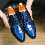Uued Meeste Briti Sinised Kuld Must Lakknahast K&otilde;rgust Lisavad Kingad Meessoost Munkrihmaga Ametlikud Pulmapeo Kodureis Oxfords 42 blue