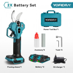YOFIDRA 32mm Harjadeta Elektriline Oksa- ja Aiak&auml;&auml;rid Juhtmeta 2 K&auml;iku Aiaviljapuu Bonsai K&auml;&auml;rid T&ouml;&ouml;riistad Makita Aku Pinni jaoks 2x Battery-EU plug