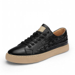 Ehtne Nahk Meeste Vabaajajalatsid Moodne Krokodillimuster &Auml;rijalatsid Meestele Tossud K&otilde;rge Kvaliteet Paelad Tenis Masculino 44 must