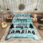 Homewish Happy Camping Tekikottide Komplekt, Vana Lautukse Ukse Voodipesu Komplekt, Sinine Must Voodikomplekt T&uuml;drukutele, &Uuml;lipehme Kodu Dekoor UK C 120x150cm 2pcs&set