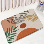 Abstraktne keskmise sajandi vannimati komplekt Must joon Roheline leht Moodne geomeetriline Boho kodumatt Vannitoa sisustus P&otilde;randamatid Tualetikate 45x75cm-17.7x29.5in