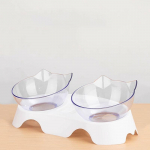 Libisemiskindel kahekordne kassikauss koerakauss koos alusega lemmiklooma toitmine kassi veekauss kassidele toidukaussid koertele s&ouml;&ouml;tmisseadmed valge