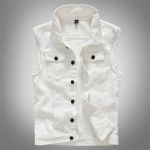 Kitsas Isikup&auml;rane Trendikas Meeste Valge Denim Vest Denim Vest Top S valge