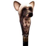 Chinese Crested Dog Head Handle Carved Wooden Walking Stick Cane new designer