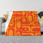 Kesk-Modernistlik Piquet Abstraktne Oranž Kollane Retro Kaasaegne Muster Kohandatud Kingitus &Uuml;lipehme Mikrofliisist Tekk 50x60in