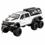 1:24 Dodge Mammoth RAM 1000 TRX 6x6 Pikap Metallisulamist Valatud Mudelauto Laste M&auml;nguauto Tuledega Kogud Kingitused S&otilde;ber valge
