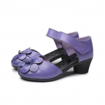 Suvised naiste kingad ehtsast nahast naiste pumbad, k&auml;sitsi valmistatud mugavad vintage stiilis k&otilde;rged kontsad sandaalid 41 lilla