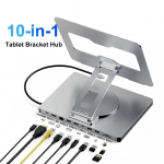 Alumiiniumist iPadi hoidja 10-in-1 dokkimisjaam C-keskus 4K 60Hz Type-C adapter USB 3.0 5 Gbps 100W PD laadija s&uuml;learvuti ja lauaarvuti jaoks