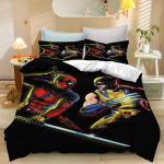 Deadpool ja Wolverine Voodipesukomplekt Teismelise Magamistuppa Pol&uuml;ester Erinevad Suurused Dekoor &Uuml;lipehme Mugav Multikas V&otilde;&otilde;ras Beebi Komplekt EU Single(135*200cm)3pcs