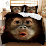 Ahvi Tekikate Gorilla Pea Metsloom Voodipesu Komplekt Tr&uuml;kitud Voodikomplekt Padjap&uuml;&uuml;ri ja Voodipesuga Voodi Pehme Kuninganna Kuningas Suuruses Voodipesu Kodu EU Single(135*200cm)3pcs brown