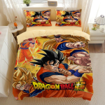 Jaapani Anime Dragon Ball Voodipesu Komplekt Goku Super Saiyan Tekikate Padjap&uuml;&uuml;r 2/3 tk 3D Prindid Teismelistele Tekikate EU Single(135*200cm)3pcs black