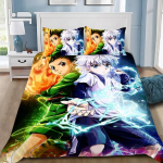 3D prindid Hunter X Hunter Tekikott Padjap&uuml;&uuml;r Voodipesukomplekt T&auml;iskasvanu Poiss T&uuml;druk Magamistoa kaunistus Lapsed &Uuml;hekohaline Kahekohaline Suur suurus EU Single(135*200cm)3pcs black