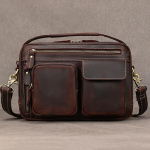 Crazy Horse Nahast &Otilde;lakott, Meeste Mitmeotstarbeline Crossbody Kott, Ehtne Nahast Retro T&ouml;&ouml;le K&auml;imiseks m&otilde;eldud Kott, Vabaaja K&auml;ekott