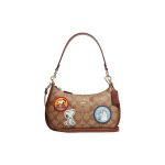 Coach X Peanuts Snoopy Teri 25 Klassikaline Monogramm Snoopy Prindiga T&otilde;mblukuga Nahast Totes Kott Naiste kotid Pruun Roostepruun CE848-IMT1O Basic Set (Bag+Dust Bag)