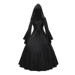 Naiste gooti kapuutsiga n&otilde;iakleit vintage keskaegne viktoriaanlik kleit Halloween renessanss cosplay kleit meigipidudeks rollim&auml;ngudeks M must